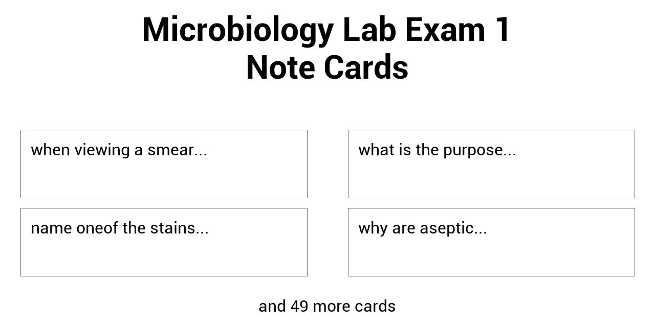 Test Microbiology Lab Exam 1 Note Cards Strongmemo