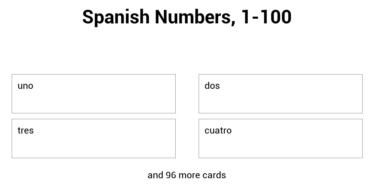 Spanish Numbers 1 100 Strongmemo